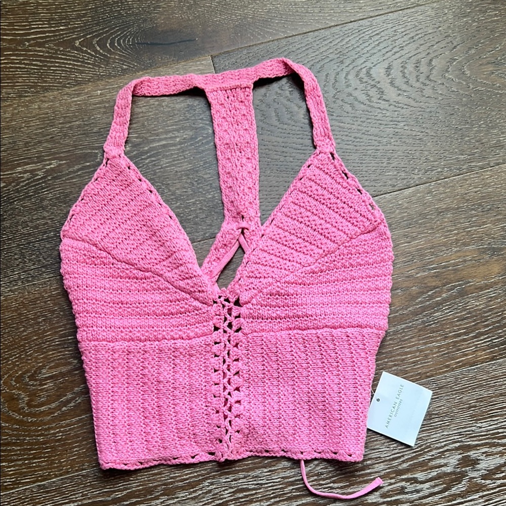 Pink Crochet Halter Top
